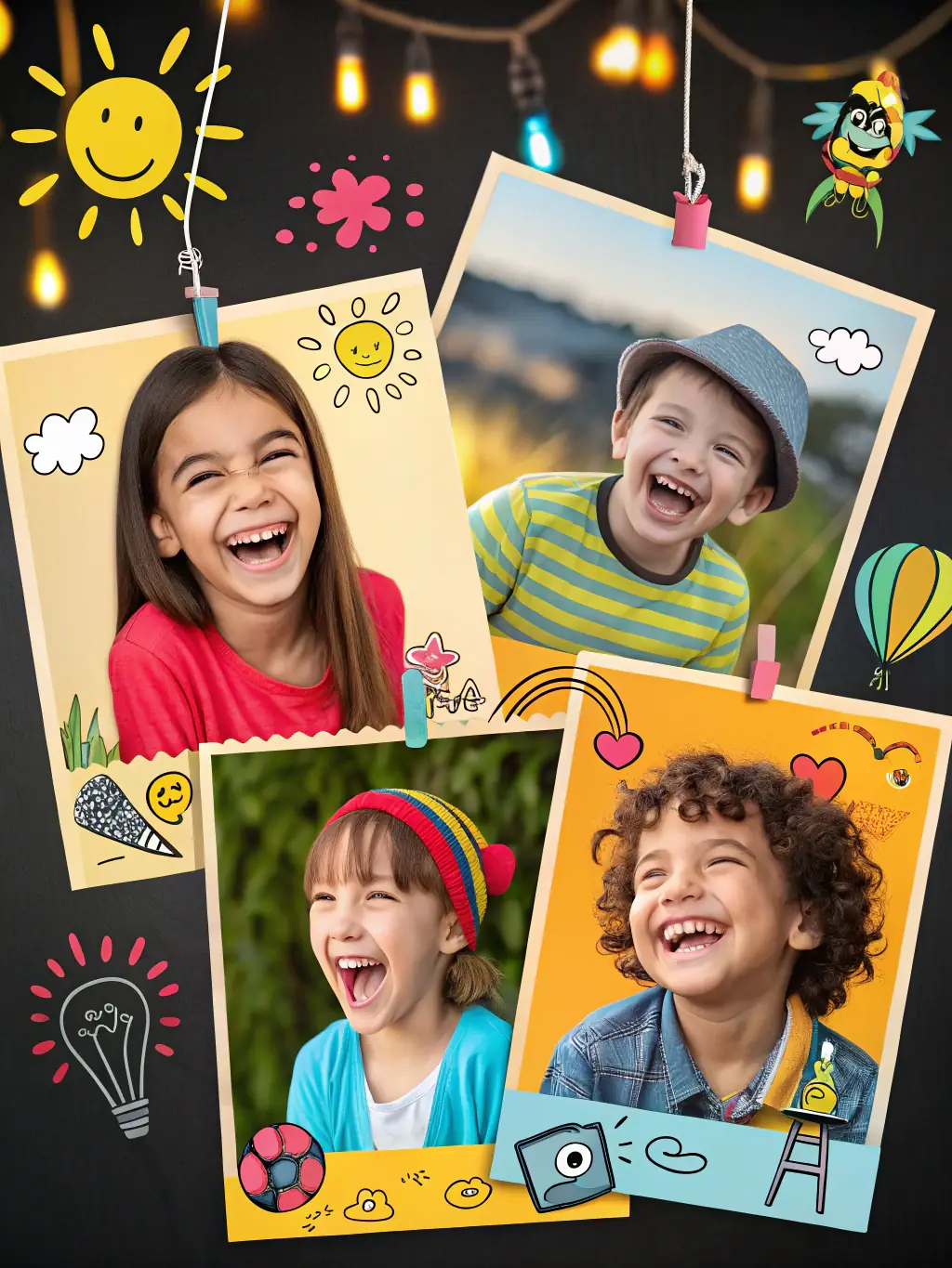 A vibrant image depicting children communicating with each other using symbols and gestures, representing the Language of Connection in a playful and engaging way for the Mission All One website.
